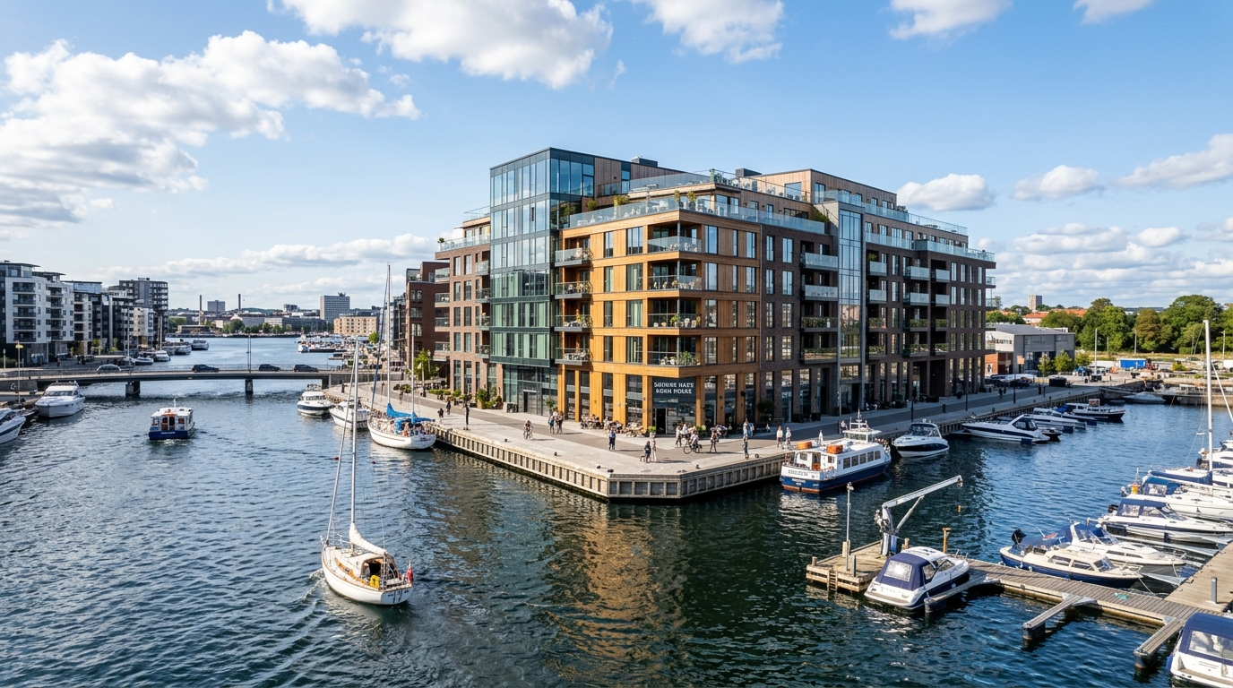 Søndre Havn House seen from the harbour