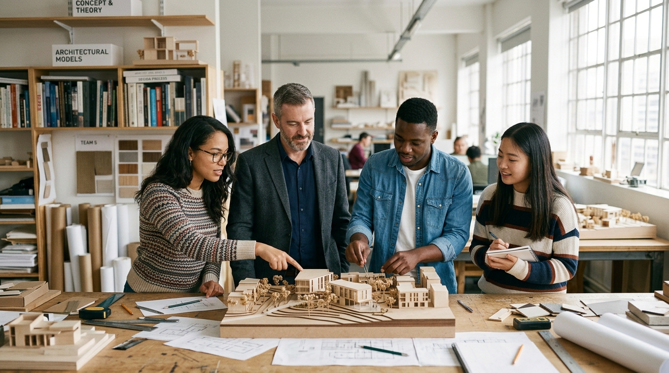 The HALDANE studio at work around a model table